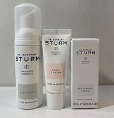 DR. BARBARA STURM Hyaluronic Serum, Cleanser, Face Cream Travel Set 3pc NIB