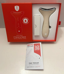 -Open Box- REVO Genie Face & Neck Beauty Massager LEDs Anti Wrinkle