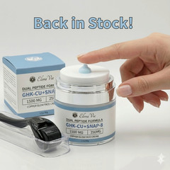 GHK-CU + SNAP-8 Dual Peptide Anti-Aging Copper Glow Face Cream add Derma Roller