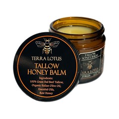 2 PCS-Terra Lotus Organic Beef Tallow Balm & Raw Honey Citrus Moisturizing Cream