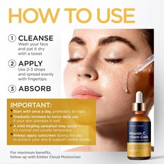 Vitamin C Serum for Face with Stem Cells Hyaluronic Acid Vitamin E Aloe Vera For