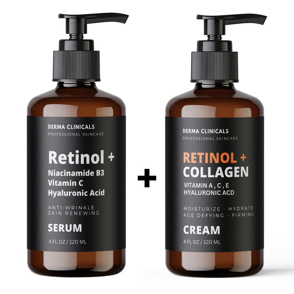 2 PK Retinol, Niacinamide Vita C Hyaluronic Acid Collagen Wrinkle SERUM + CREAM