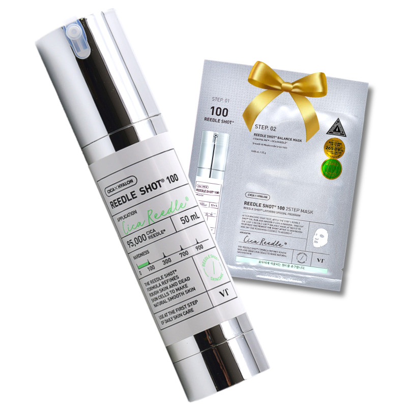 VT Reedle Shot 100 50ml Facial Booster Serum + Free Reedle Shot Step Mask