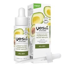 Yes To Avocado Fragrance Free Hyaluronic Acid Serum 0.95fl Oz BNIB