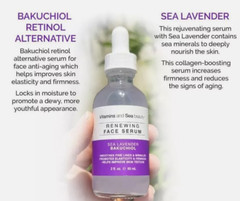 Vitamins & Sea Beauty Sea Lavender Bakuchiol Renewing Face Serum 2oz