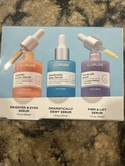 New GOPURE Skin Care Serum Set Brighten, Dew, Firm & Lift (3) Bottles Exp: 10/26