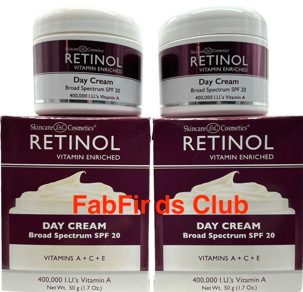 2x Skincare Cosmetics Retinol Day Cream SPF 20 Vitamin A+C+E (1.7oz each)