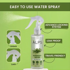 Alps Goodness Rosemary Water Spray for Hair 6.76 Fl Oz (Pack of 1), Green