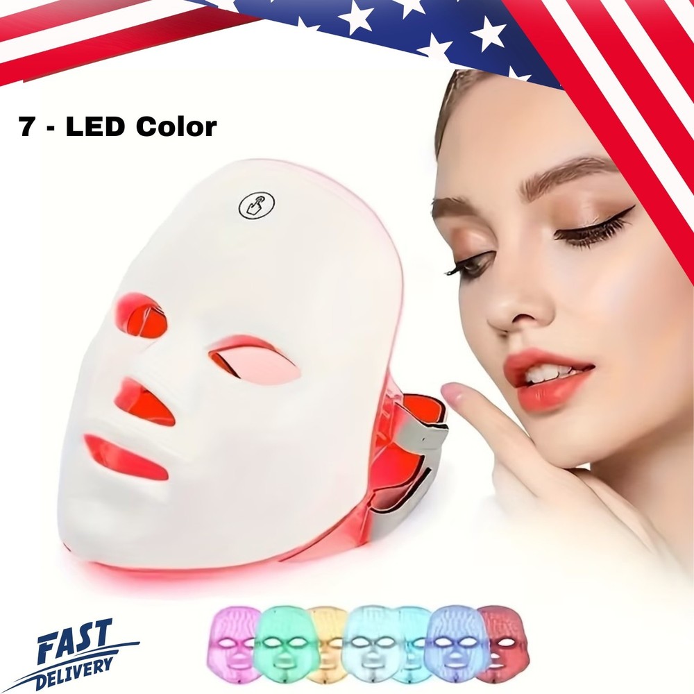 Red Light Therapy Mask 7-Color LED Face Mask Light Therapy Device with 850nm