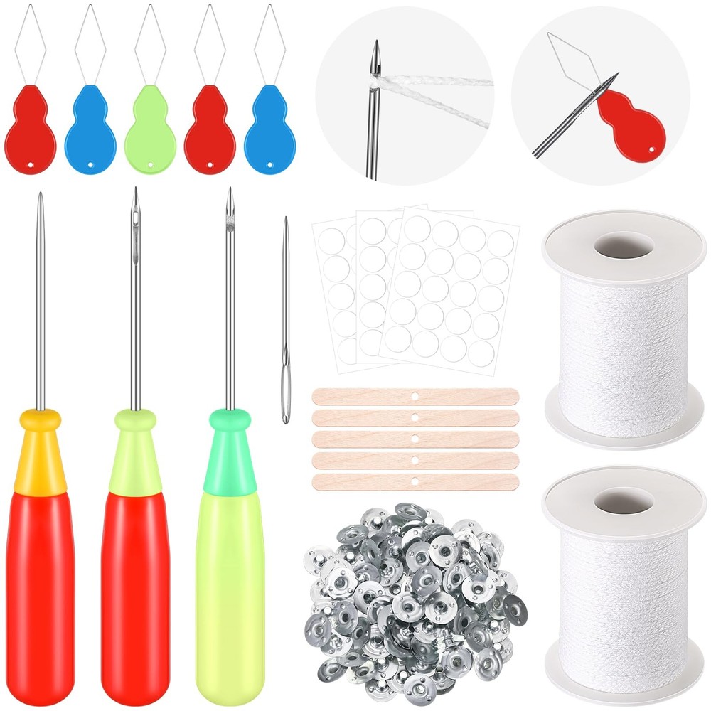 Zeyune 20 Pcs Candle Wick Needle for Silicone 2.76 inches, red green yellow