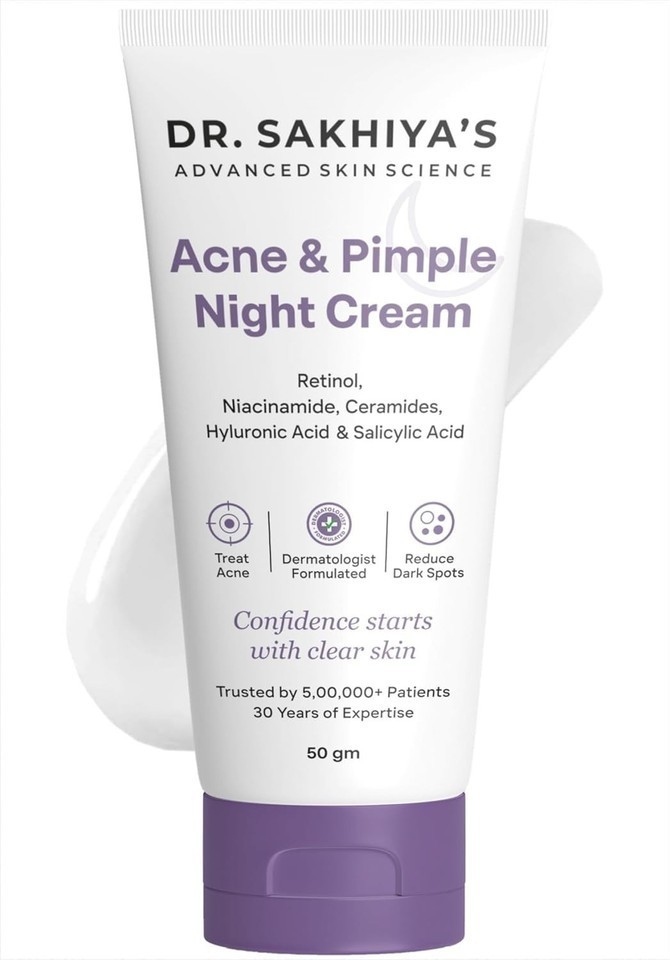Dr Sakhiya Acne Night Cream Retinol Niacinamide Salicylic Acid 50g Oily Skin