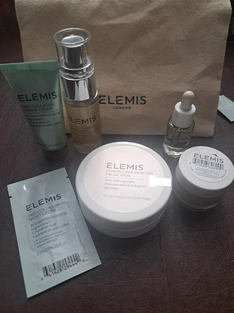 Elemis Pro-Collagen 6pc. Travel Size Gift Set – Cream Toner Oil Cleanser Pads +