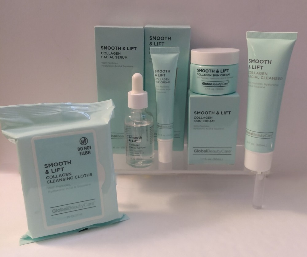 Global Beauty Care Smooth And Lift Collagen Facial Skin Care 5 Piece Kit