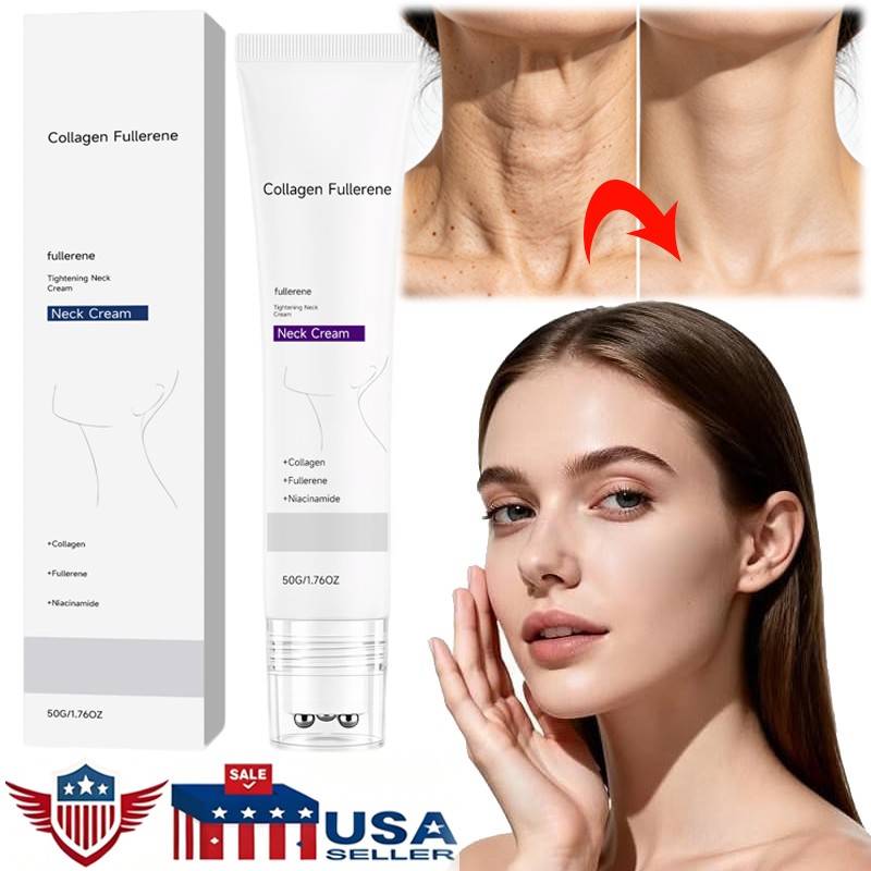 Magec Collagen Fullerene Neck Cream Firming Tightening with Roller 50g