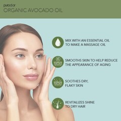 PURA D’OR Dor Avocado Oil 100% Pure USDA Organic 16 oz, for Face & Skin, Massage