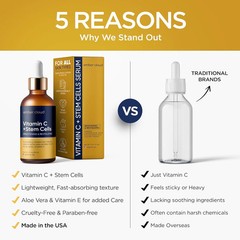 Vitamin C Serum for Face with Stem Cells Hyaluronic Acid Vitamin E Aloe Vera For