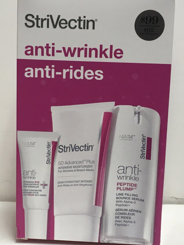 StriVectin ANTI-WRINKLE Trio Kit,3 pc Set(Box as shown) Bonus sample inside New