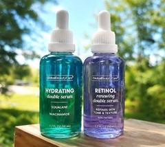 Global Beauty Care Retinol + Hydrating Double Serum Set 1.7 oz New Sealed 2pk