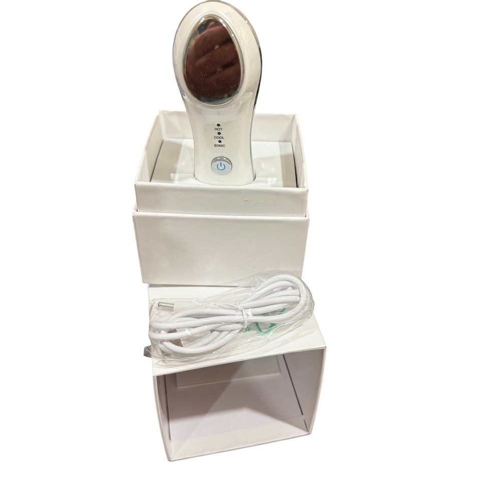 Lumina NRG Ultrasonic Infuser Face Skin Care Tool Hot Cool Sonic White Silver