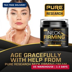 PURE RESEARCH Neck Firming Cream Anti Wrinkle Face Moisturizer Day Night 1.7 Oz