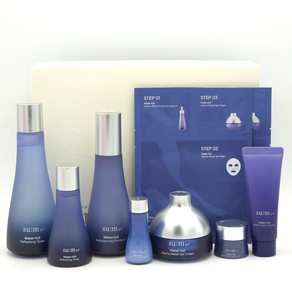 SU:M37 Water Full Special 3 pcs Set 8 Items Moisturizing Hydrating K-Beauty