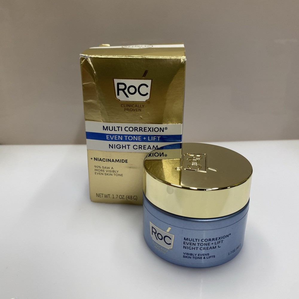 RoC Multi Correxion Even Tone + Lift Night Cream Hydrates Skin 1.7 Oz -Open Box