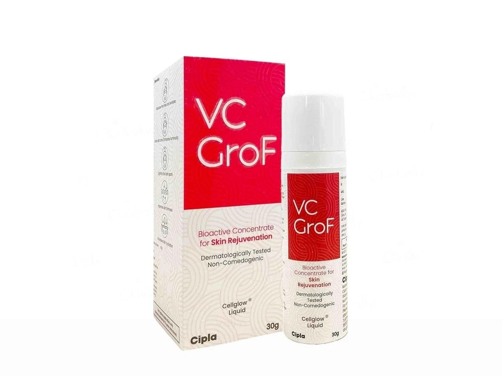 Cipla VC GroF Cellglow Liquid Vitamin C Serum Reduces Pigmentation & Blemishes