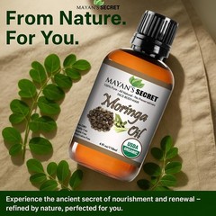 Moringa Oil 100% Pure Virgin Cold Pressed l, Anti-Aging, 4 fl.oz. USDA Organic
