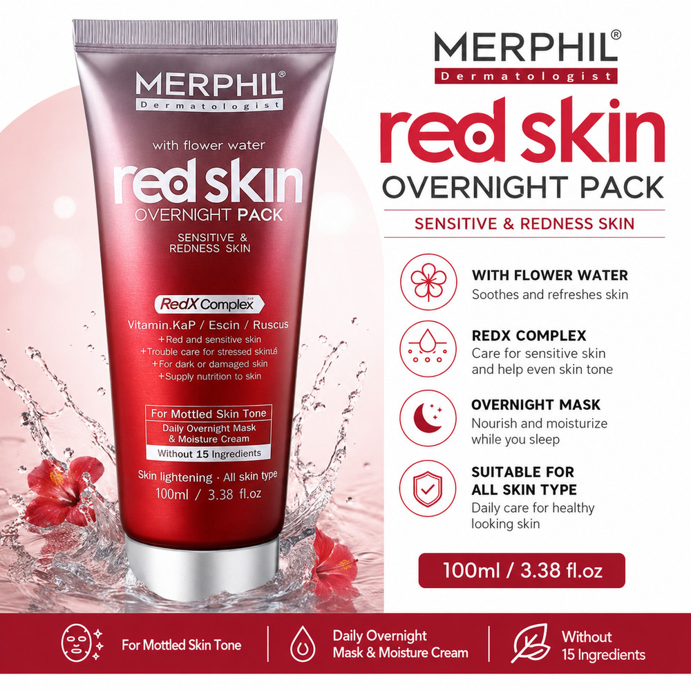 Merphil Red Overnight Cream Pack 100ml Soothing for Sensitive Skin