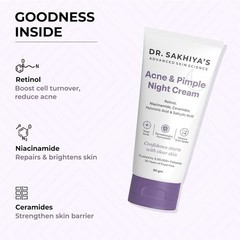 Dr Sakhiya Acne Night Cream Retinol Niacinamide Salicylic Acid 50g Oily Skin
