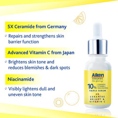 AIKEN 5x Ceramide Bright Serum 15ml x 2 | 10% Ceramide, Vitamin C & Niacinamide