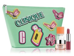 4PC CLINIQUE GIFT SET HAPPY PERFUME EYE CREAM LIPSTICK & BAG