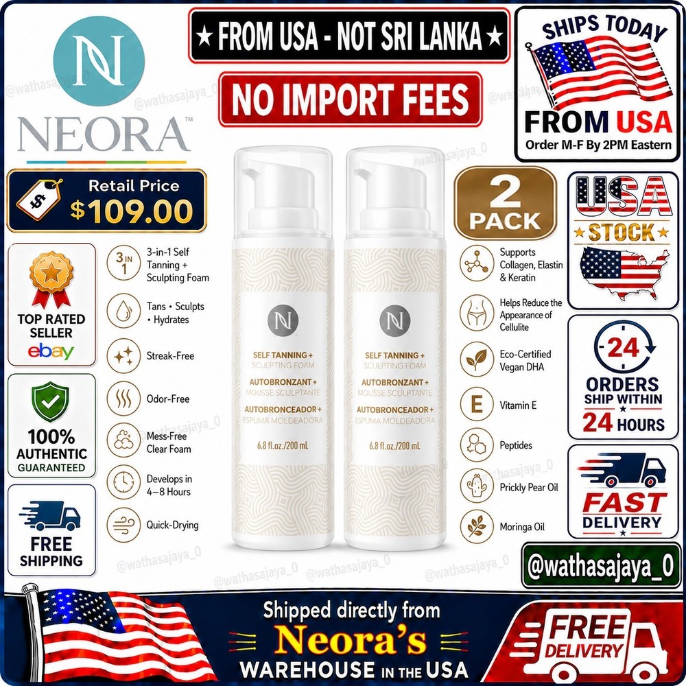 Neora 3-in-1 Self Tanning Sculpting Foam 6.8 oz 2 Pack Sunless Tan NEW SEALED🔥