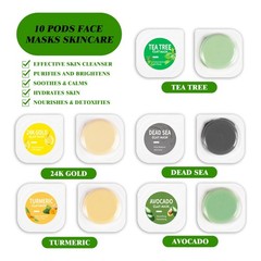 Clay Set (10 Pods) Gold Eye Patches (20 Pairs), Mud Deep Pore Cleansing Acne …