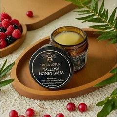 2 PCS-Terra Lotus Organic Beef Tallow Balm & Raw Honey Citrus Moisturizing Cream