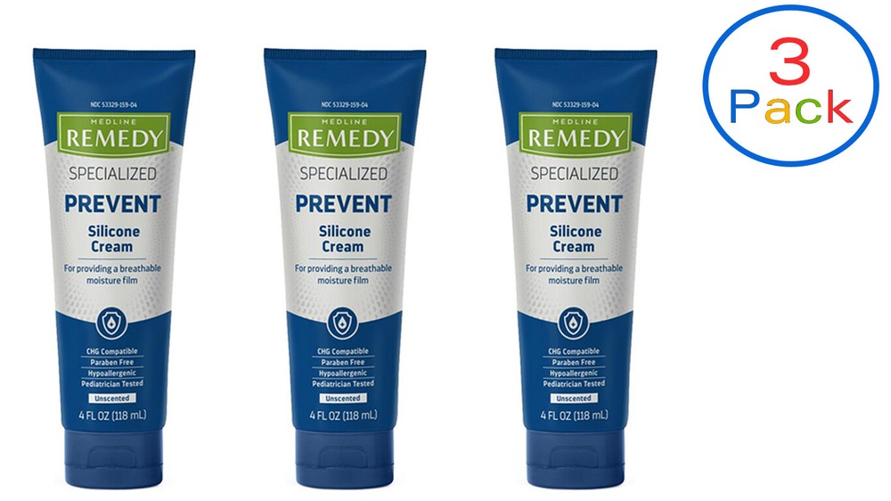 Medline Remedy Silicone Cream Unscented Hypoallergenic 4oz, 3 Pack- MSC092564