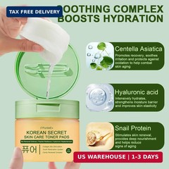 Korean Skin Care Toner Pads Snail Mucin Toning Polish Pads – Facial Skincare for