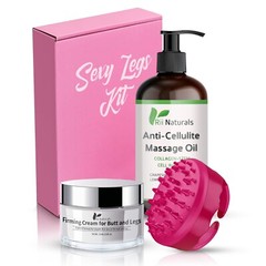 Sexy Legs Kit – Anti Cellulite Massage Oil, Firming Cream & Body Scrubber BUNDLE