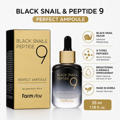 Farmstay Black Snail Peptide 9 Perfect Ampoule 35ml(1.18oz) Hydrating Essence