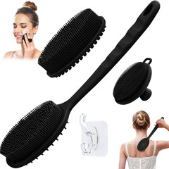 Silicone Face & Back Scrubber Set, Manual Face & Body Scrubber Exfoliator with S