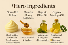 100% Grass-Fed Beef Tallow Balm with Organic Olive Oil Manuka Honey .