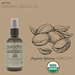 PURA D’OR Dor Moroccan Argan Oil 100% Pure Organic 4 fl oz, for Face Skin & Hair