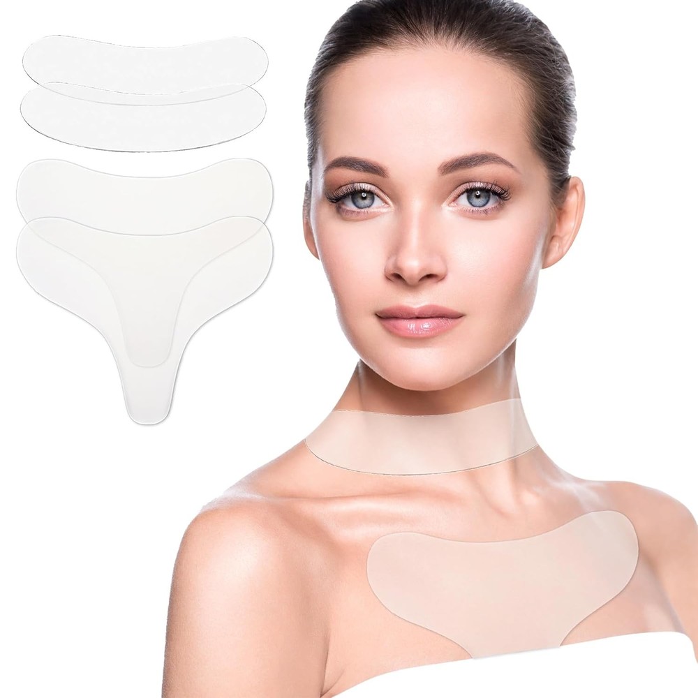 4x Neck Chest Wrinkle Patches-Silicone Pads for Decollete & Cleavage, Anti Aging