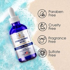 Hyaluronic Acid Anti-aging Serum for Face – 100% Pure Medical Formula – 2 oz